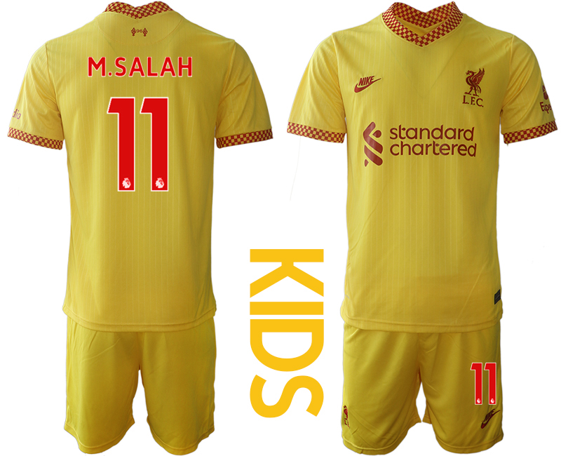 Youth 2021-2022 Club Liverpool Second away yellow #11 Soccer Jersey->youth soccer jersey->Youth Jersey